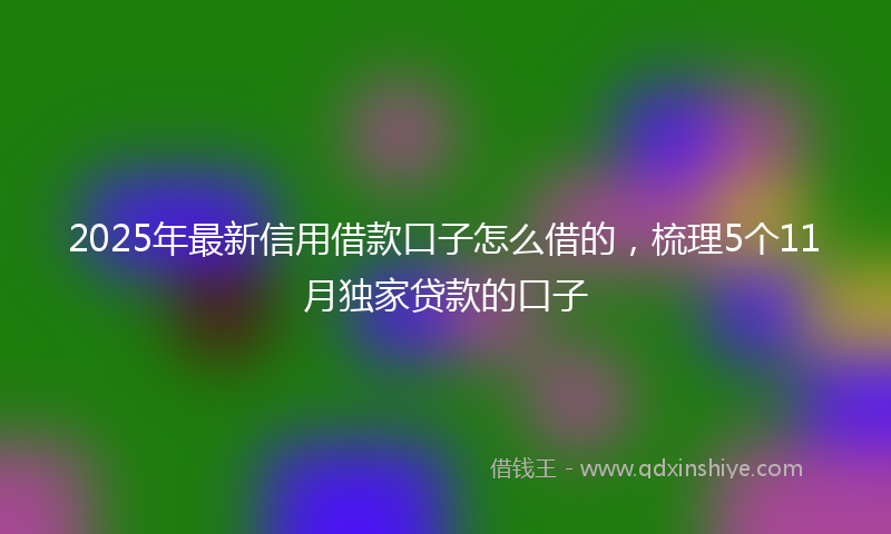 2025年最新信用借款口子怎么借的，梳理5个11月独家贷款的口子