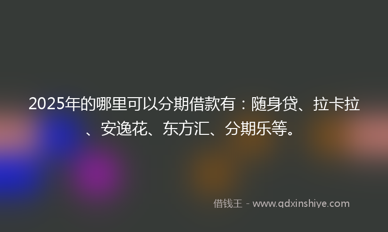 2025年的哪里可以分期借款有：随身贷、拉卡拉、安逸花、东方汇、分期乐等。