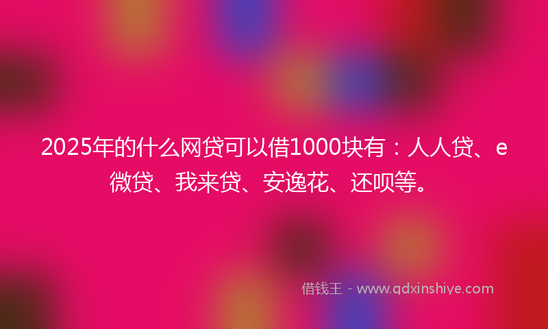 2025年的什么网贷可以借1000块有：人人贷、e微贷、我来贷、安逸花、还呗等。