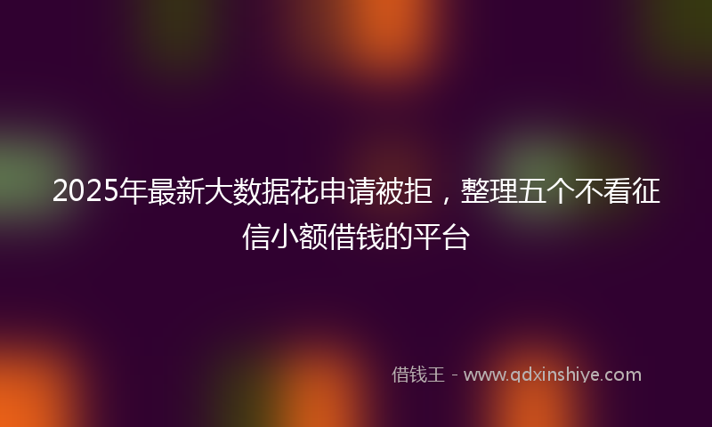 2025年最新大数据花申请被拒，整理五个不看征信小额借钱的平台