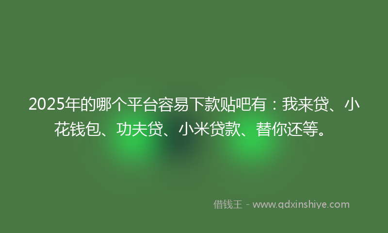 2025年的哪个平台容易下款贴吧有：我来贷、小花钱包、功夫贷、小米贷款、替你还等。