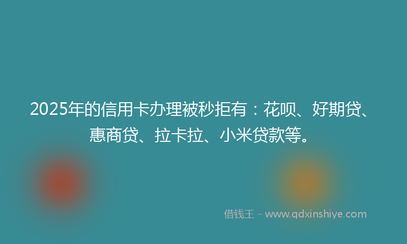2025年的信用卡办理被秒拒有：花呗、好期贷、惠商贷、拉卡拉、小米贷款等。