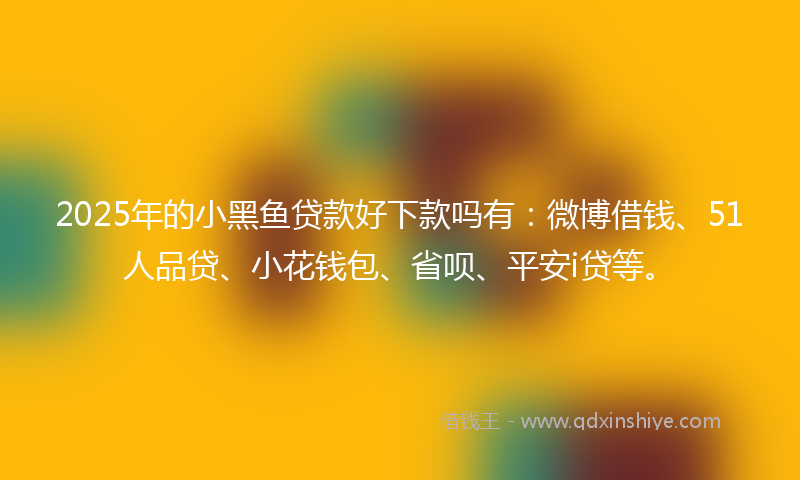 2025年的小黑鱼贷款好下款吗有：微博借钱、51人品贷、小花钱包、省呗、平安i贷等。