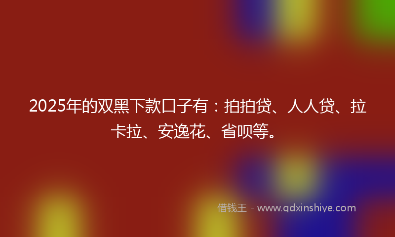 2025年的双黑下款口子有：拍拍贷、人人贷、拉卡拉、安逸花、省呗等。
