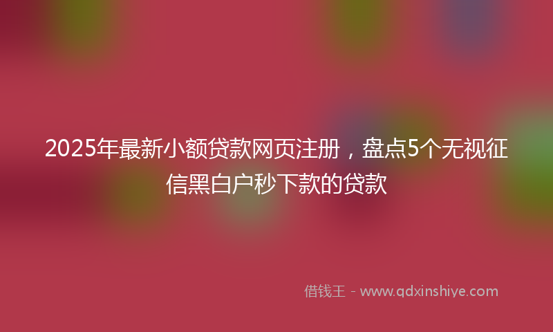 2025年最新小额贷款网页注册，盘点5个无视征信黑白户秒下款的贷款