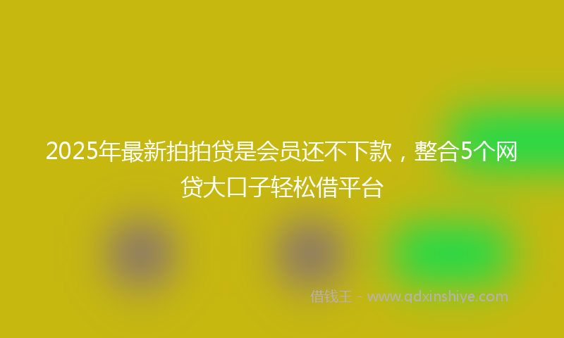 2025年最新拍拍贷是会员还不下款，整合5个网贷大口子轻松借平台