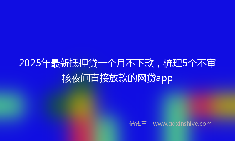 2025年最新抵押贷一个月不下款，梳理5个不审核夜间直接放款的网贷app