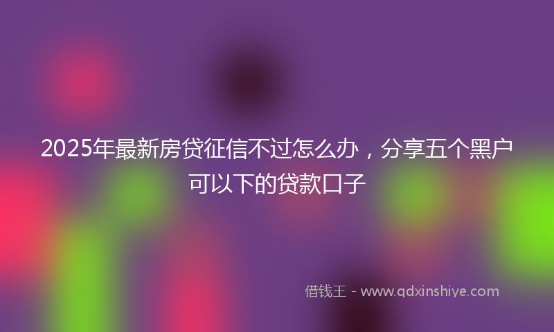 2025年最新房贷征信不过怎么办，分享五个黑户可以下的贷款口子