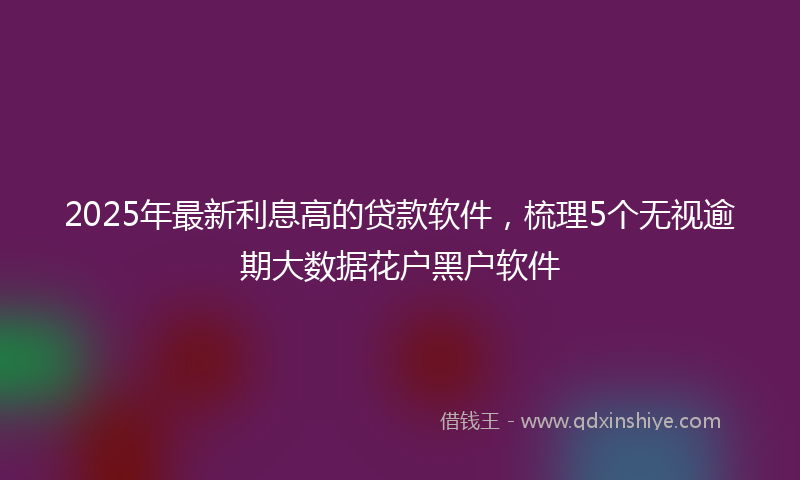 2025年最新利息高的贷款软件，梳理5个无视逾期大数据花户黑户软件