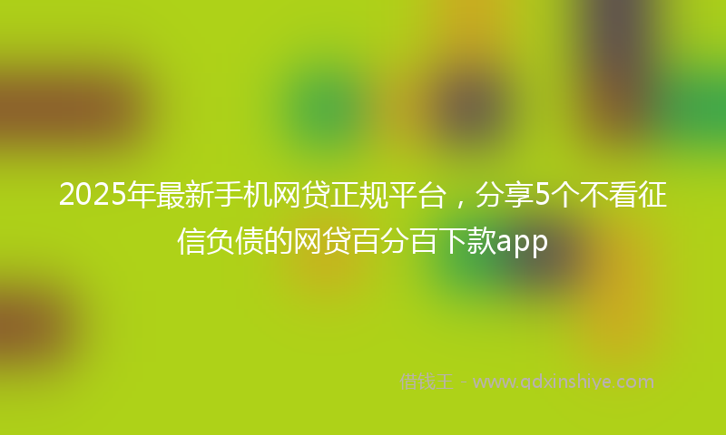 2025年最新手机网贷正规平台，分享5个不看征信负债的网贷百分百下款app