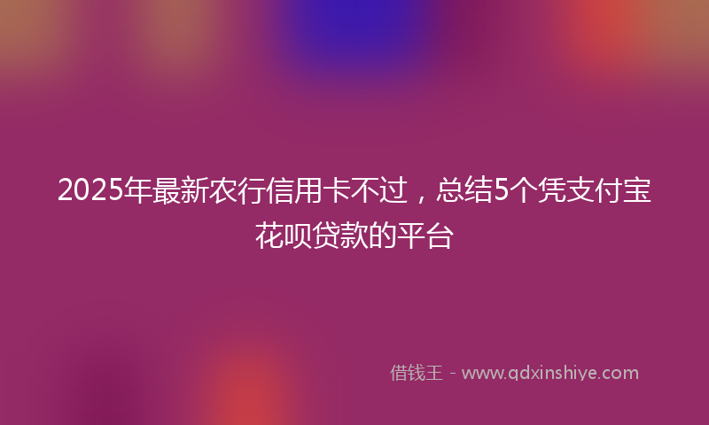 2025年最新农行信用卡不过，总结5个凭支付宝花呗贷款的平台