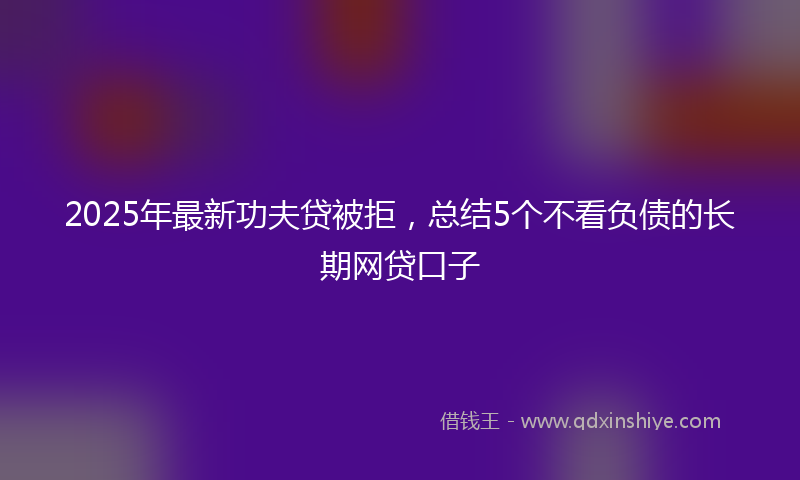 2025年最新功夫贷被拒，总结5个不看负债的长期网贷口子