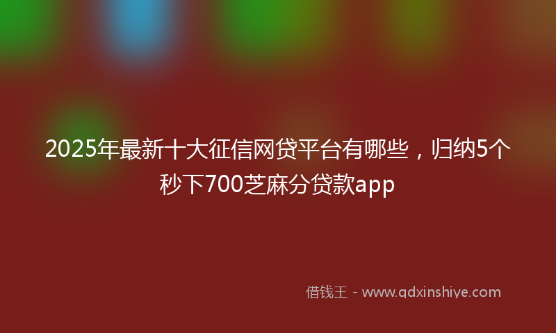2025年最新十大征信网贷平台有哪些，归纳5个秒下700芝麻分贷款app