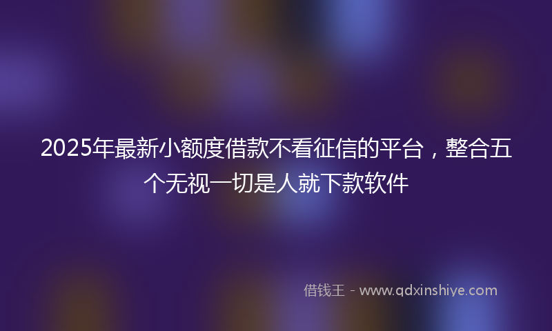 2025年最新小额度借款不看征信的平台，整合五个无视一切是人就下款软件