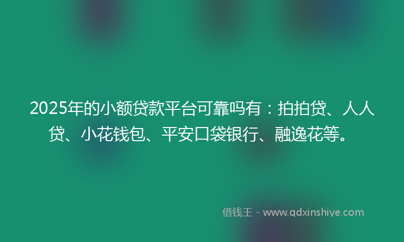 2025年的小额贷款平台可靠吗有：拍拍贷、人人贷、小花钱包、平安口袋银行、融逸花等。