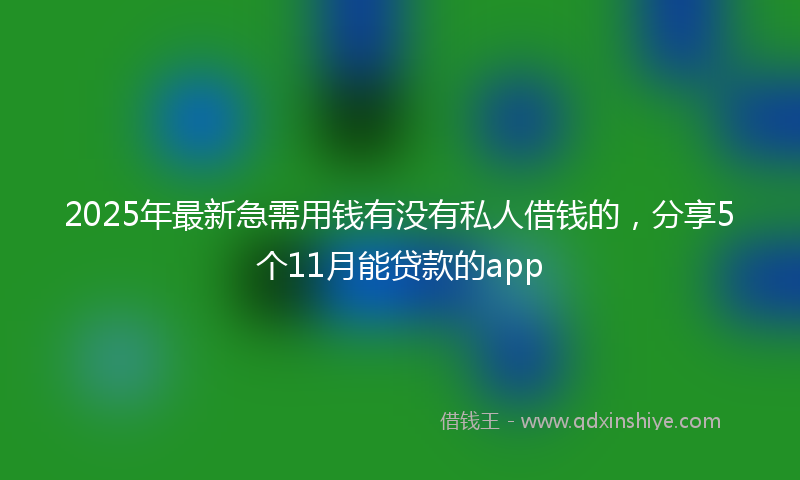 2025年最新急需用钱有没有私人借钱的，分享5个11月能贷款的app
