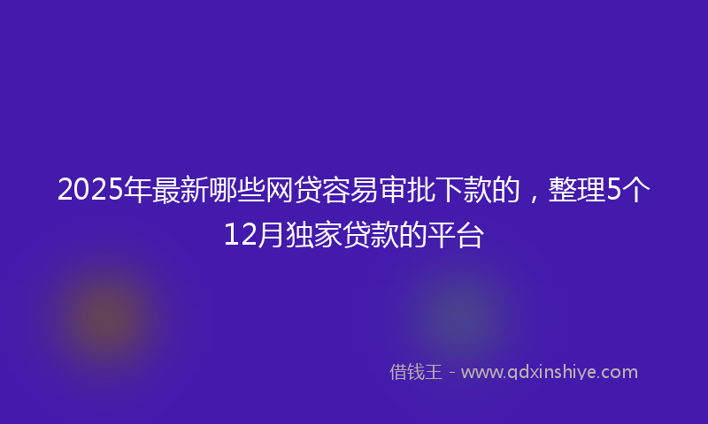 2025年最新哪些网贷容易审批下款的，整理5个12月独家贷款的平台