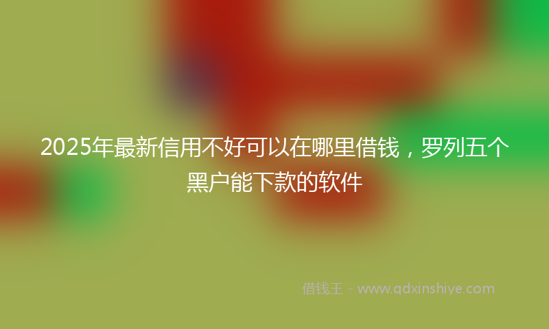 2025年最新信用不好可以在哪里借钱，罗列五个黑户能下款的软件