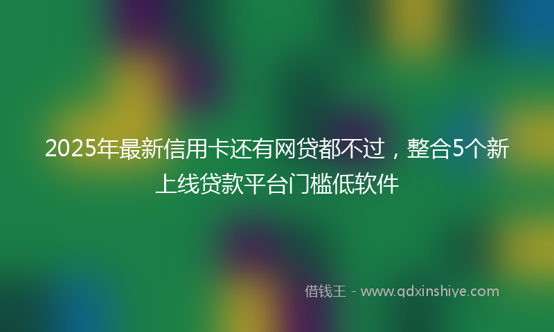 2025年最新信用卡还有网贷都不过，整合5个新上线贷款平台门槛低软件
