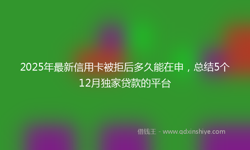 2025年最新信用卡被拒后多久能在申，总结5个12月独家贷款的平台