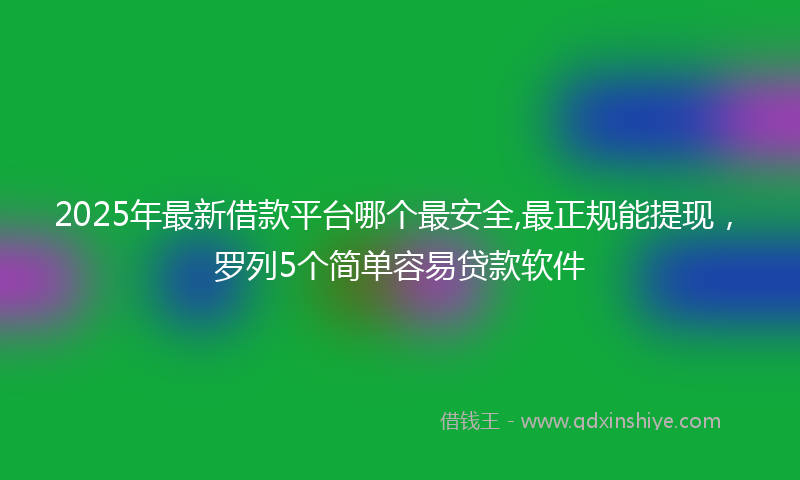 2025年最新借款平台哪个最安全,最正规能提现，罗列5个简单容易贷款软件