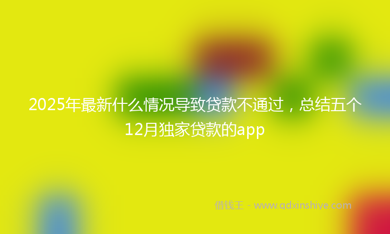2025年最新什么情况导致贷款不通过，总结五个12月独家贷款的app