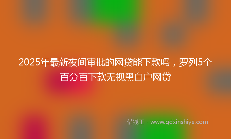 2025年最新夜间审批的网贷能下款吗，罗列5个百分百下款无视黑白户网贷