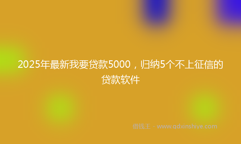 2025年最新我要贷款5000，归纳5个不上征信的贷款软件