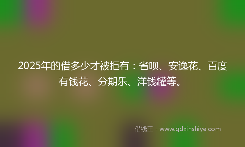 2025年的借多少才被拒有：省呗、安逸花、百度有钱花、分期乐、洋钱罐等。