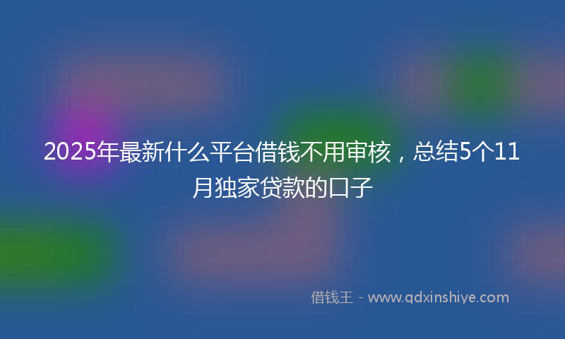 2025年最新什么平台借钱不用审核，总结5个11月独家贷款的口子