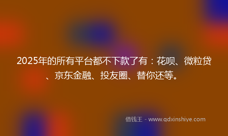2025年的所有平台都不下款了有：花呗、微粒贷、京东金融、投友圈、替你还等。