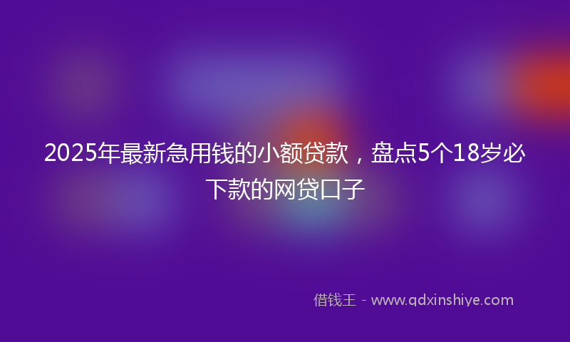 2025年最新急用钱的小额贷款，盘点5个18岁必下款的网贷口子