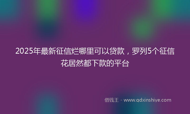 2025年最新征信烂哪里可以贷款，罗列5个征信花居然都下款的平台