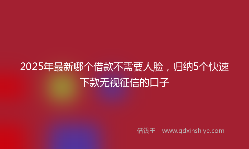 2025年最新哪个借款不需要人脸，归纳5个快速下款无视征信的口子