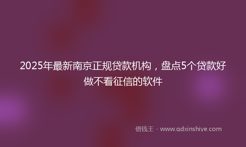 2025年最新南京正规贷款机构，盘点5个贷款好做不看征信的软件