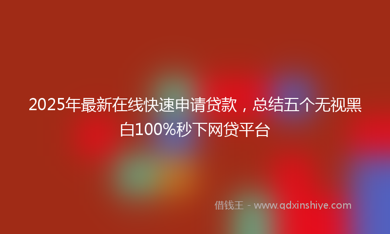 2025年最新在线快速申请贷款，总结五个无视黑白100%秒下网贷平台