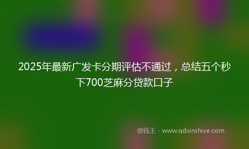 2025年最新广发卡分期评估不通过，总结五个秒下700芝麻分贷款口子