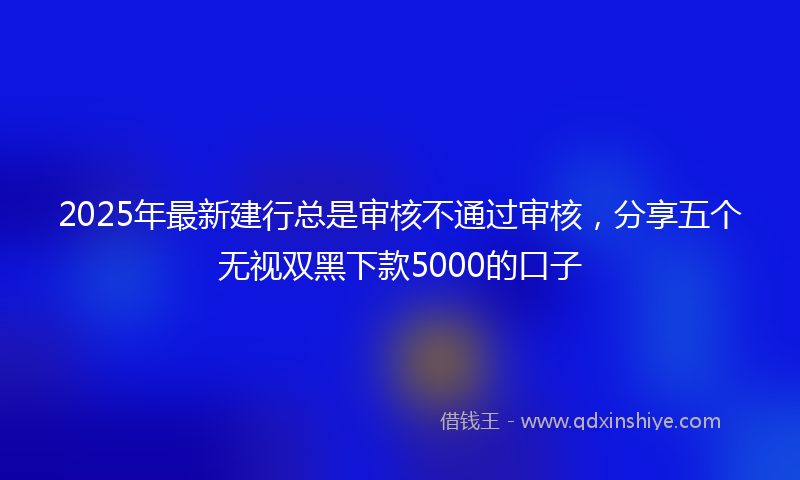 2025年最新建行总是审核不通过审核，分享五个无视双黑下款5000的口子