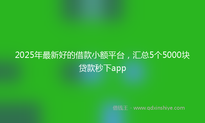 2025年最新好的借款小额平台，汇总5个5000块贷款秒下app