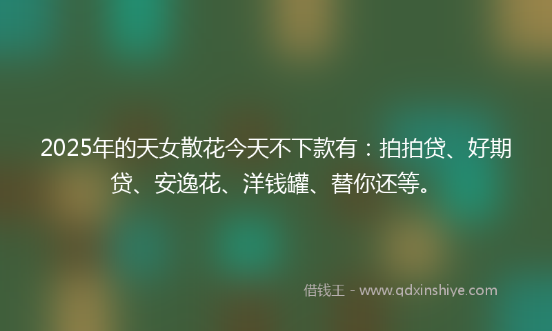 2025年的天女散花今天不下款有：拍拍贷、好期贷、安逸花、洋钱罐、替你还等。