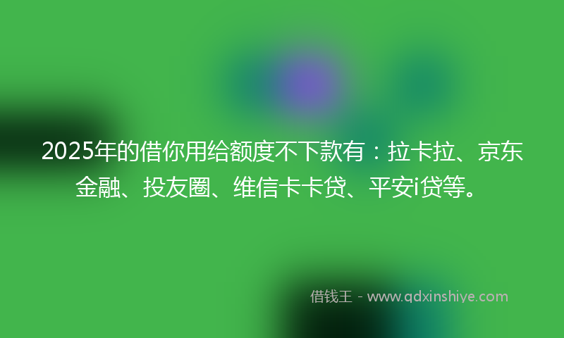 2025年的借你用给额度不下款有：拉卡拉、京东金融、投友圈、维信卡卡贷、平安i贷等。