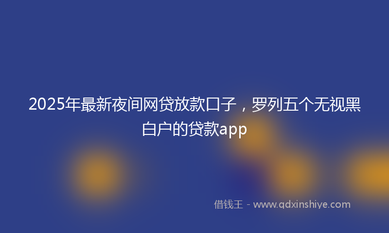 2025年最新夜间网贷放款口子，罗列五个无视黑白户的贷款app