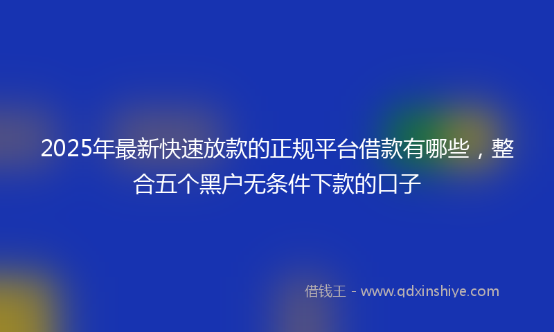 2025年最新快速放款的正规平台借款有哪些，整合五个黑户无条件下款的口子