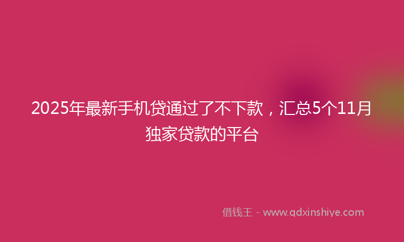 2025年最新手机贷通过了不下款，汇总5个11月独家贷款的平台
