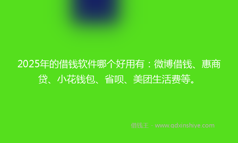 2025年的借钱软件哪个好用有：微博借钱、惠商贷、小花钱包、省呗、美团生活费等。