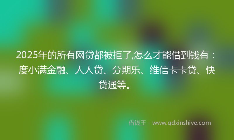 2025年的所有网贷都被拒了,怎么才能借到钱有：度小满金融、人人贷、分期乐、维信卡卡贷、快贷通等。
