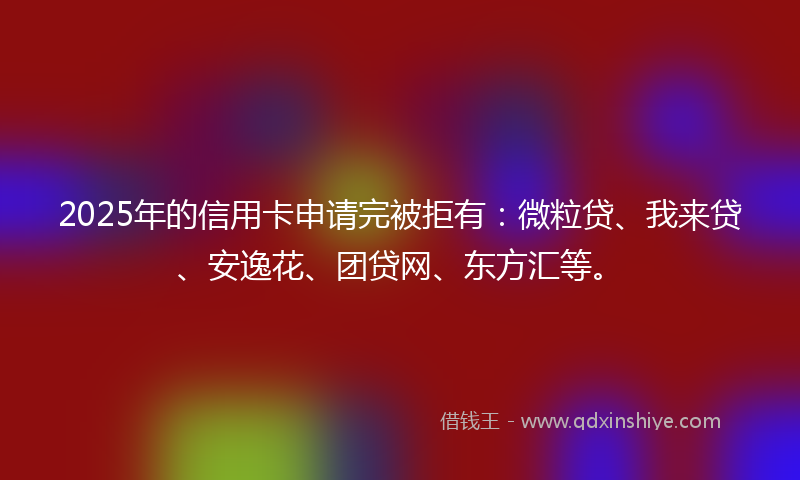 2025年的信用卡申请完被拒有：微粒贷、我来贷、安逸花、团贷网、东方汇等。