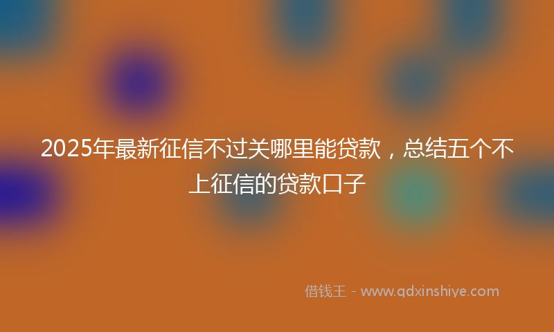 2025年最新征信不过关哪里能贷款，总结五个不上征信的贷款口子