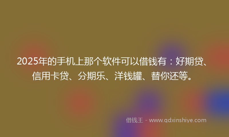 2025年的手机上那个软件可以借钱有：好期贷、信用卡贷、分期乐、洋钱罐、替你还等。