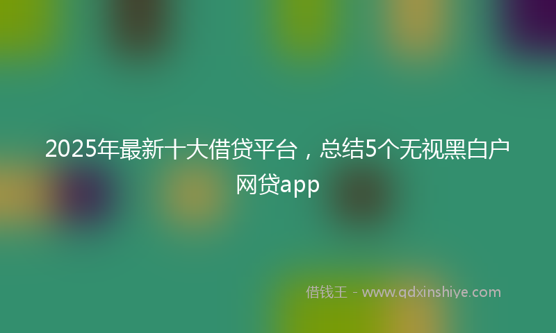 2025年最新十大借贷平台，总结5个无视黑白户网贷app
